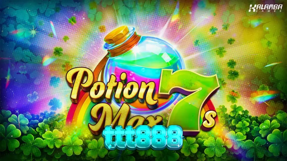 Tampilan visual mesin slot Potion Max 7s dengan tema Irlandia dan simbol keberuntungan.